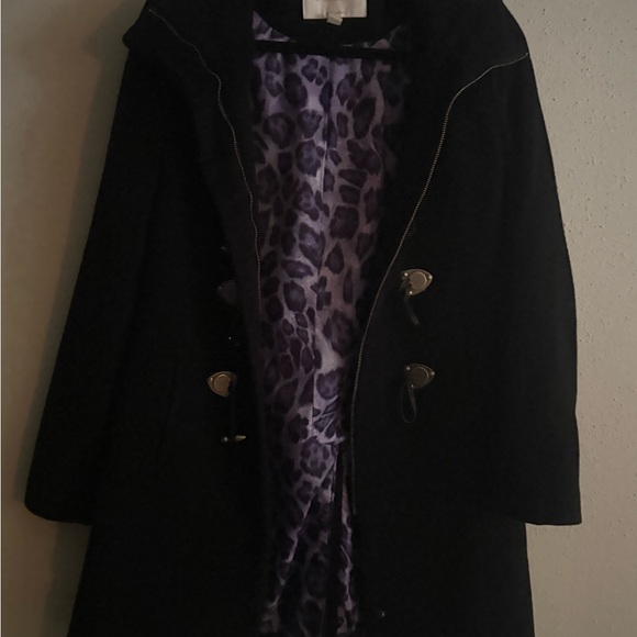 Laundry By Shelli Segal Black Trench Coat with Purple Lining - Picture 1 of 8